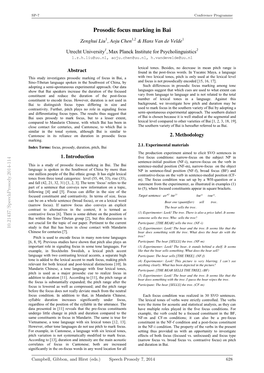 Prosodic Focus Marking in Bai