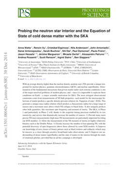 Probing the Neutron Star Interior and the Equation of State of Cold Dense Matter with the SKA