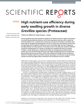 High Nutrient-Use Efficiency During Early Seedling Growth in Diverse