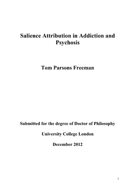 Salience Attribution in Addiction and Psychosis