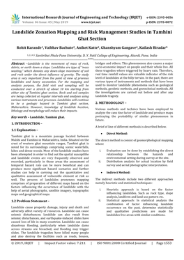 Landslide Zonation Mapping and Risk Management Studies in Tamhini Ghat Section