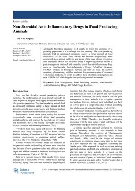 Non-Steroidal Anti-Inflammatory Drugs in Food Producing Animals