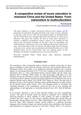 A Comparative Review of Social Change and Nationalism in Music Education in Mainland China and the United States of America