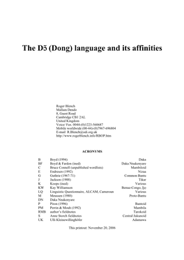 (Dong) Language and Its Affinities