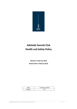 Adelaide Swords Club Health and Safety Policy