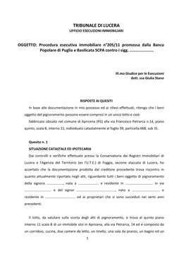 Tribunale Di Lucera Ufficio Esecuzioni Immobiliari