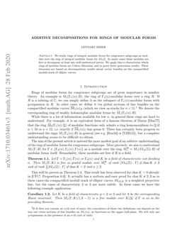 Arxiv:1710.03461V3 [Math.AG] 28 Feb 2020 As Nain.Then Invariant