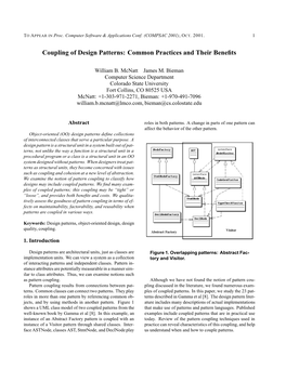 Coupling of Design Patterns: Common Practices and Their Benefits