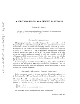 Arxiv:Math/9509205V1 [Math.GR] 11 Sep 1995