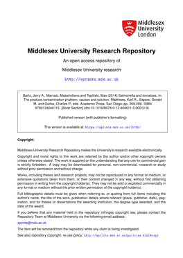 Middlesex University Research Repository an Open Access Repository Of