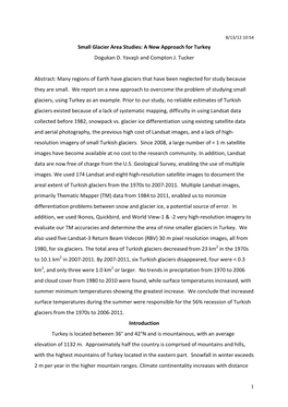 Recent Glacier Change in Turkey with Satellite Data