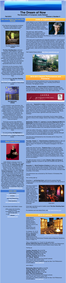 Joelle Wallach's Fall 2012 Newsletter