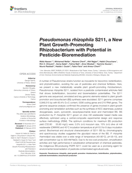 Pseudomonas Rhizophila S211, a New Plant Growth-Promoting Rhizobacterium with Potential in Pesticide-Bioremediation