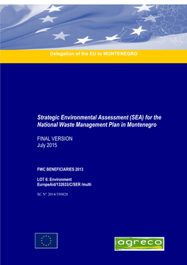 (SEA) for the National Waste Management Plan in Montenegro