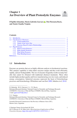 Chapter 1 an Overview of Plant Proteolytic Enzymes