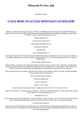 Minecraft Pe Free Apk