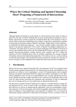 Where Do Critical Thinking and Spatial Citizenship Meet? Proposing a Framework of Intersections