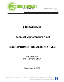 Southwest LRT Technical Memorandum No. 2 DESCRIPTION