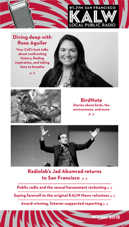 Winter 2018 Diving Deep with Rose Aguilar Birdnote Radiolab's Jad