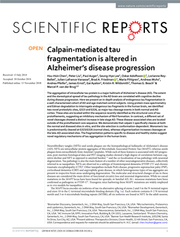 Calpain-Mediated Tau Fragmentation Is Altered in Alzheimer's Disease