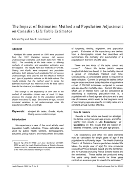 The Impact of Estimation Method and Population Adjustment on Canadian Life Table Estimates