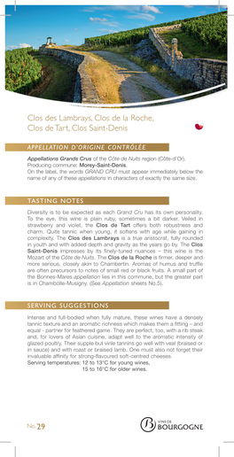 Clos Des Lambrays, Clos De La Roche, Clos De Tart, Clos Saint-Denis