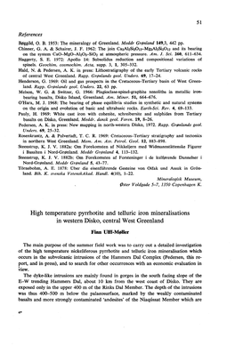 High Temperature Pyrrhotite and Telluric Iron Mineralisations in Western Disko, Central West Greenland