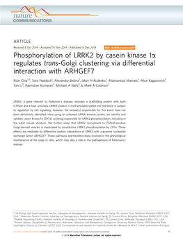 Phosphorylation of LRRK2 by Casein Kinase 1&Alpha