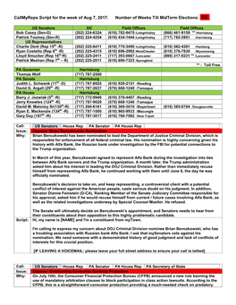 Callmyreps Script for the Week of Aug 7, 2017