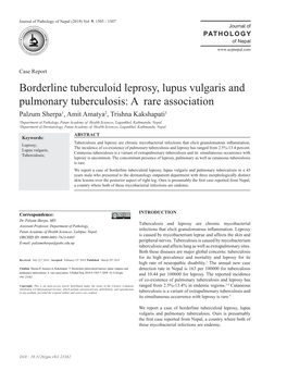 Borderline Tuberculoid Leprosy, Lupus Vulgaris and Pulmonary Tuberculosis