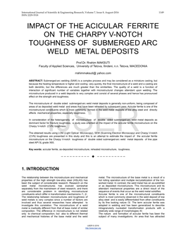 Impact of the Acicular Ferrite on the Charpy V-Notch Toughness of Submerged Arc Weld Metal Deposits