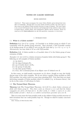 Notes on Galois Modules