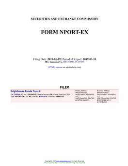 Brighthouse Funds Trust II Form NPORT-EX Filed 2019-05-29