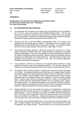 Parish: Kirklington-Cum-Upsland Committee Date: 7 February 2019 Ward: Tanfield Officer Dealing: Mrs H Laws 10 Target Date: 4 March 2019