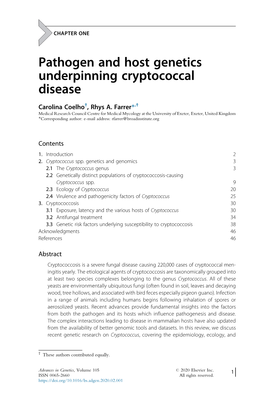 Pathogen and Host Genetics Underpinning Cryptococcal Disease