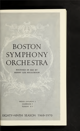 Boston Symphony Orchestra Concert Programs, Season 89, 1969-1970