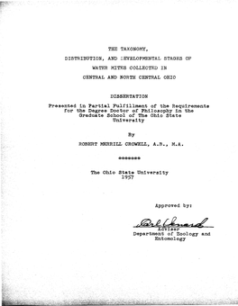 The Taxonomy, Distribution, and Developmental Stages of Water Mites Collected in Central and North Central Ohio