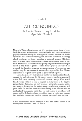 ALL OR NOTHING? Nature in Chinese Thought and the Apophatic Occident