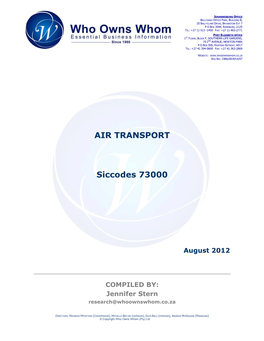 AIR TRANSPORT Siccodes 73000