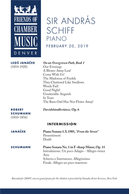 Sir András Schiff Piano February 20, 2019 Denver