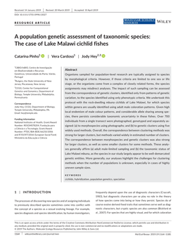 A Population Genetic Assessment of Taxonomic Species: the Case of Lake Malawi Cichlid Fishes