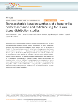 Tetrasaccharide Iteration Synthesis of a Heparin-Like Dodecasaccharide and Radiolabelling for in Vivo Tissue Distribution Studies