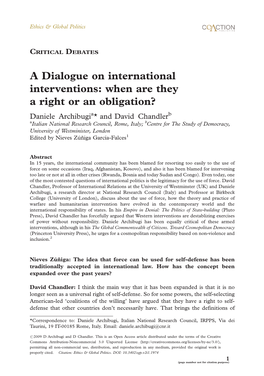 (With Daniele Archibugi) 'A Dialogue on International Interventions