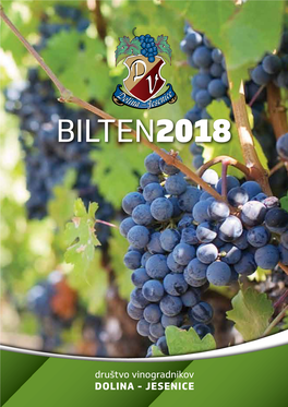 Bilten 2016 2 Društvo Vinogradnikov Dolina - Jesenice Bilten 2018