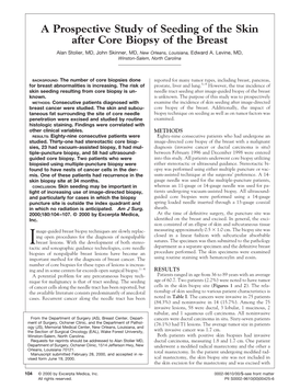 A Prospective Study of Seeding of the Skin After Core Biopsy of the Breast