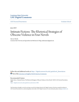 The Rhetorical Strategies of Obscene Violence in Four Novels Steven Monk Louisiana State University and Agricultural and Mechanical College, Milesname1@Gmail.Com