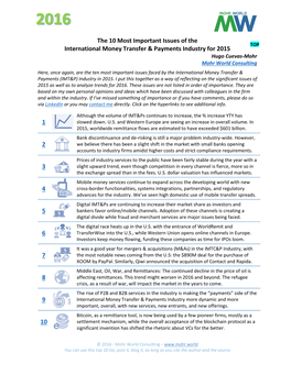 The 10 Most Important Issues of the International Money Transfer