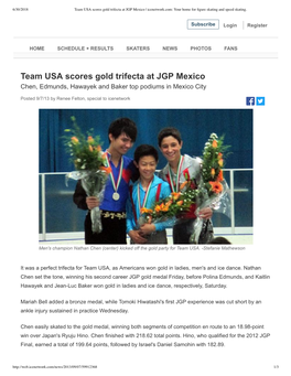 Team USA Scores Gold Trifecta at JGP Mexico | Icenetwork.Com: Your Home for ﬁgure Skating and Speed Skating