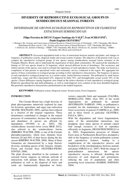 Diversity of Reproductive Ecological Groups in Semideciduous Seasonal Forests