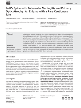 Pott's Spine with Tubercular Meningitis and Primary Optic Atrophy